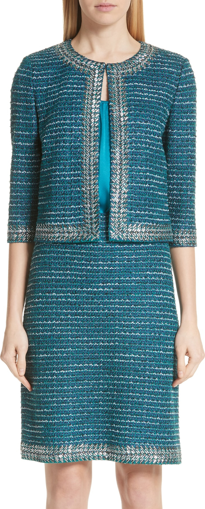 St. John Sequin & Sheen Tweed Knit Jacket