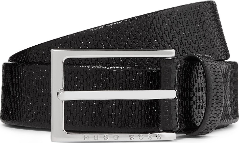 HUGO BOSS 3cm Black Ceddy Textured-Leather Belt