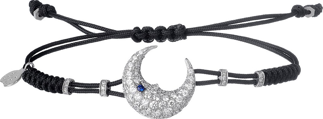 Pippo Perez 18k White Gold Diamond Crescent Pull-Cord Bracelet