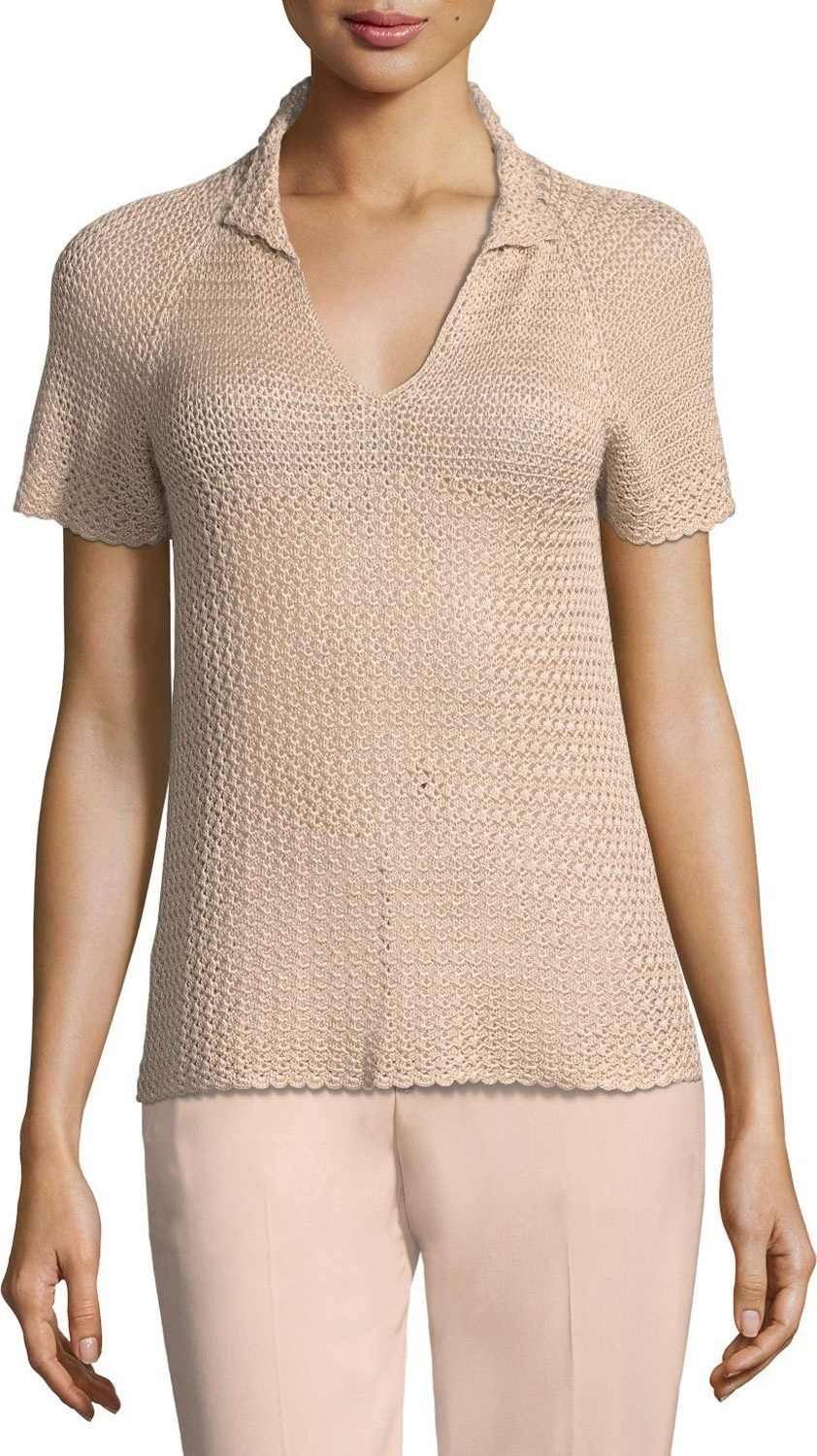 Ralph Lauren Short-Sleeve Raglan Crochet Polo