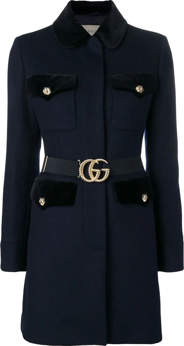 Gucci velvet-trimmed single breasted coat