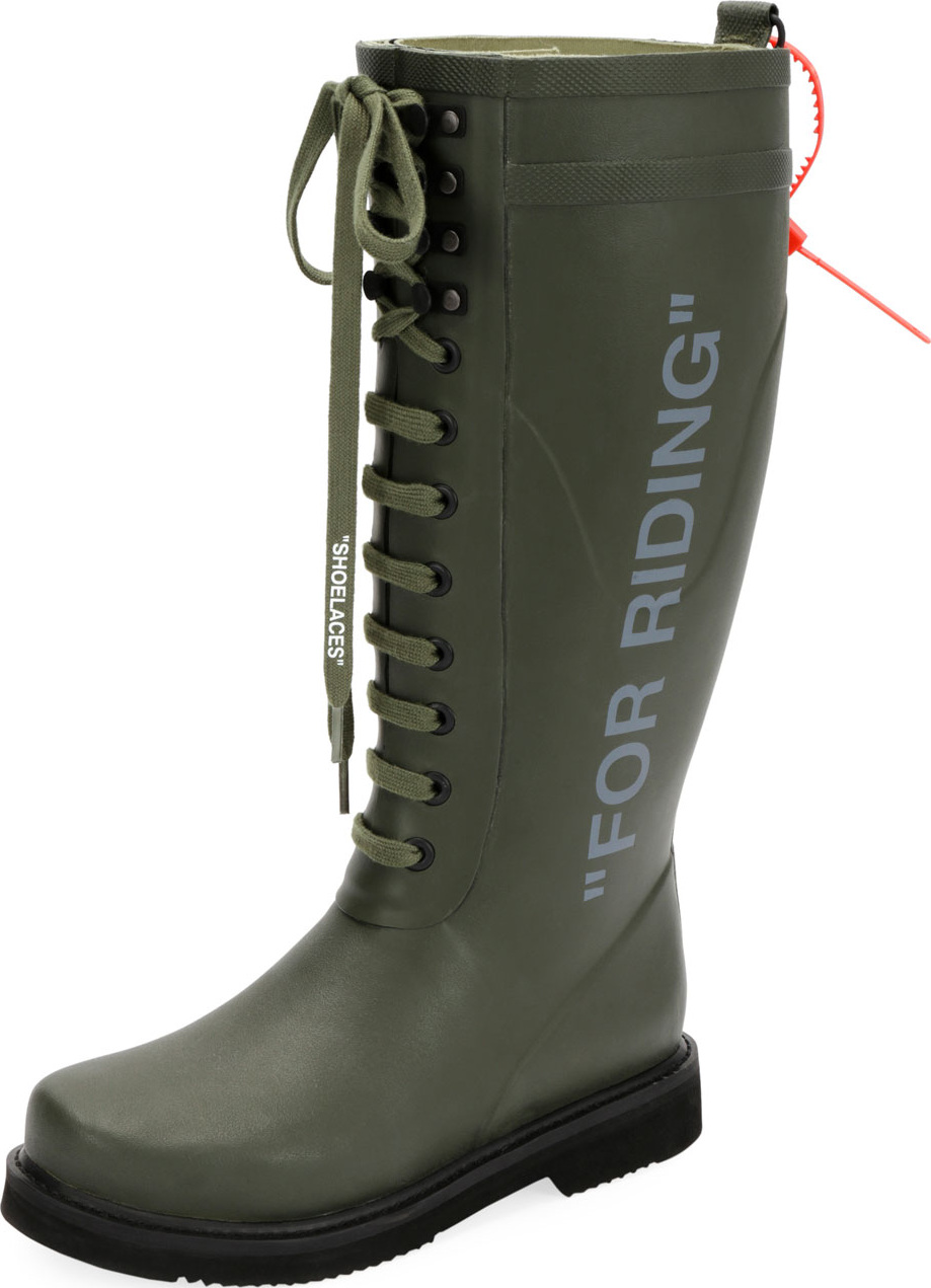 Off White For Riding Quote Wellington Rain Boot