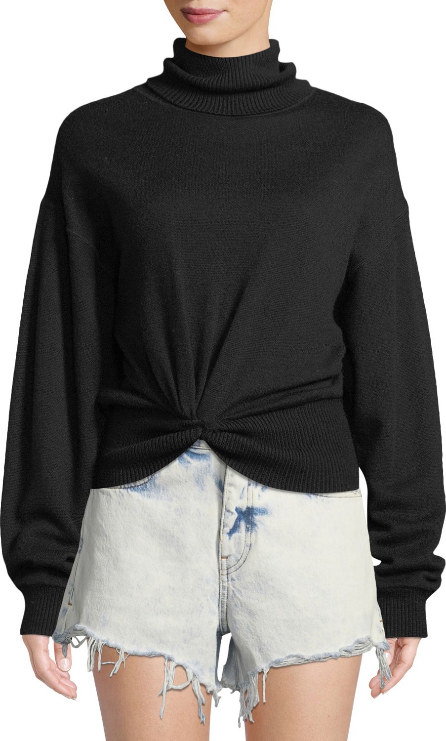 T By Alexander Wang Double Layered Knotted Turtleneck Sweater