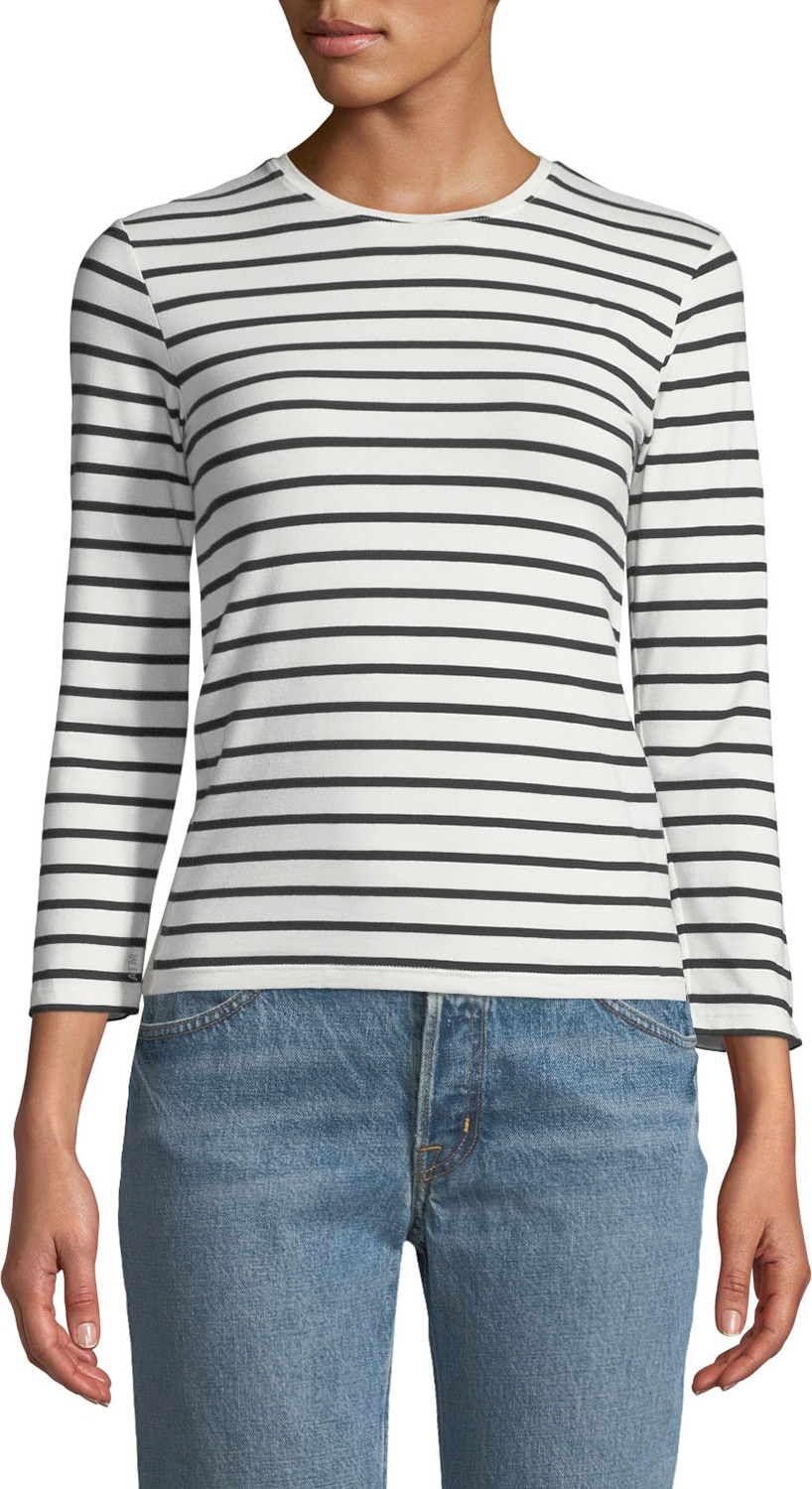 ATM Anthony Thomas Melillo Striped Jersey Long-Sleeve Tee
