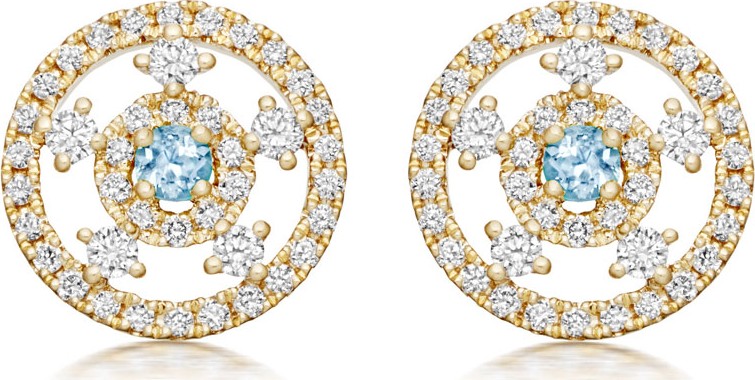 Kiki McDonough Apollo 18k Gold, Blue Topaz & Diamond Stud Earrings