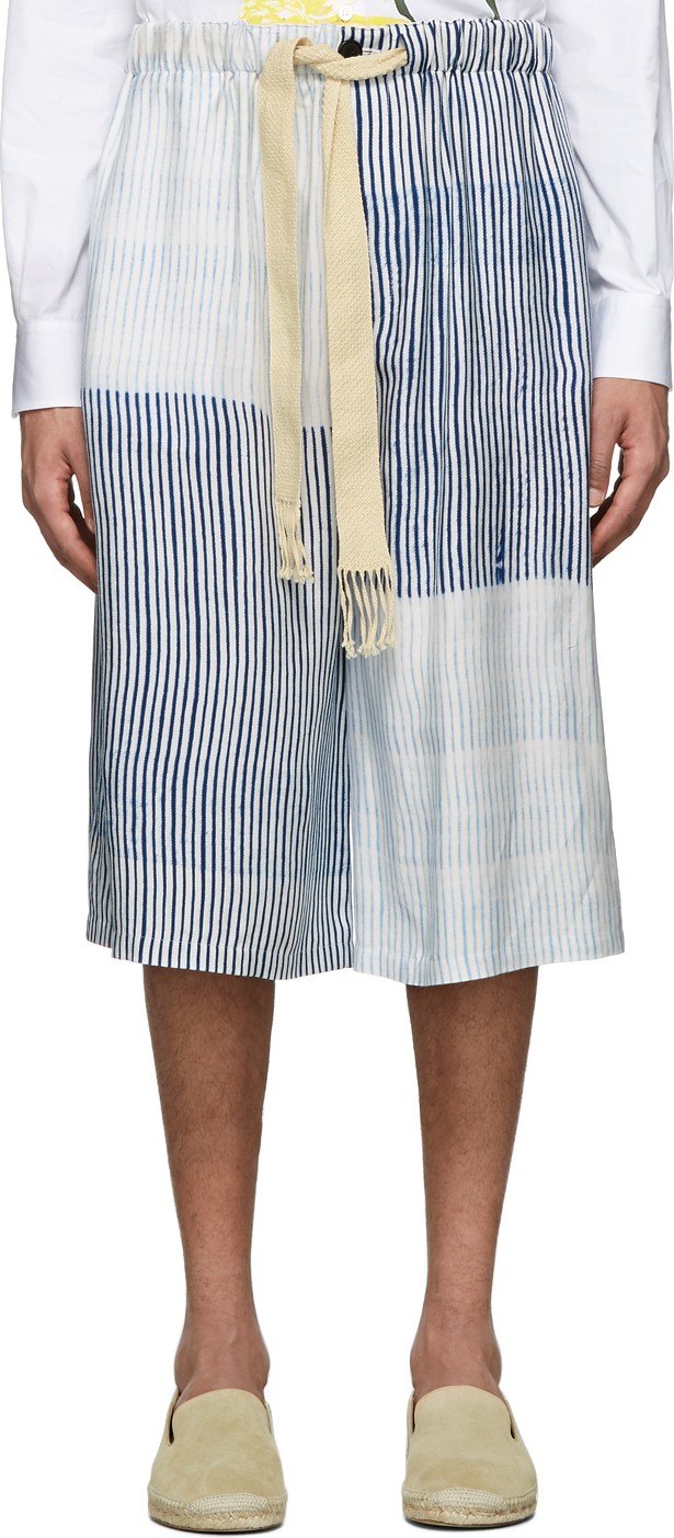 LOEWE White & Blue Drawstring Shorts