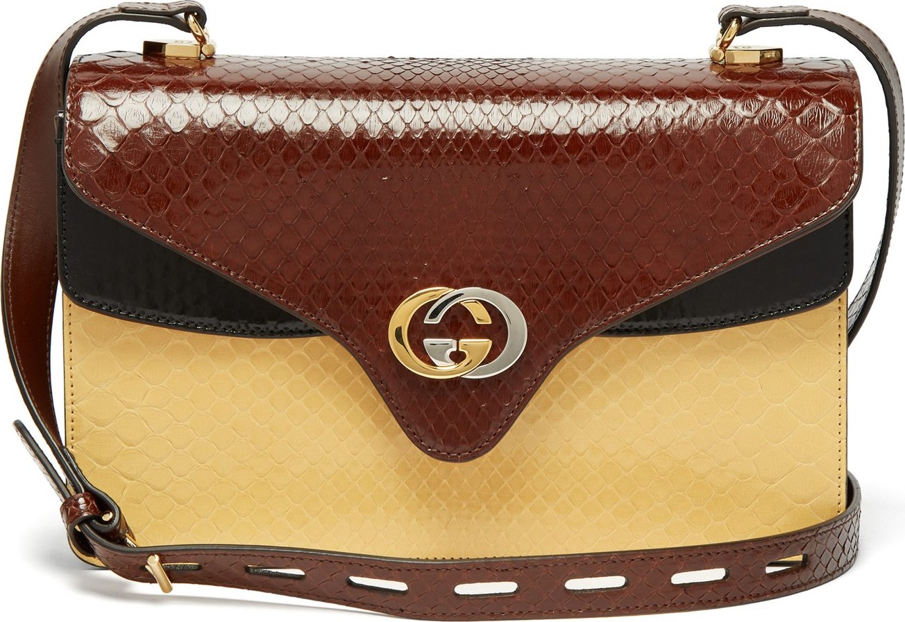 Gucci GG python leather accordion cross-body bag