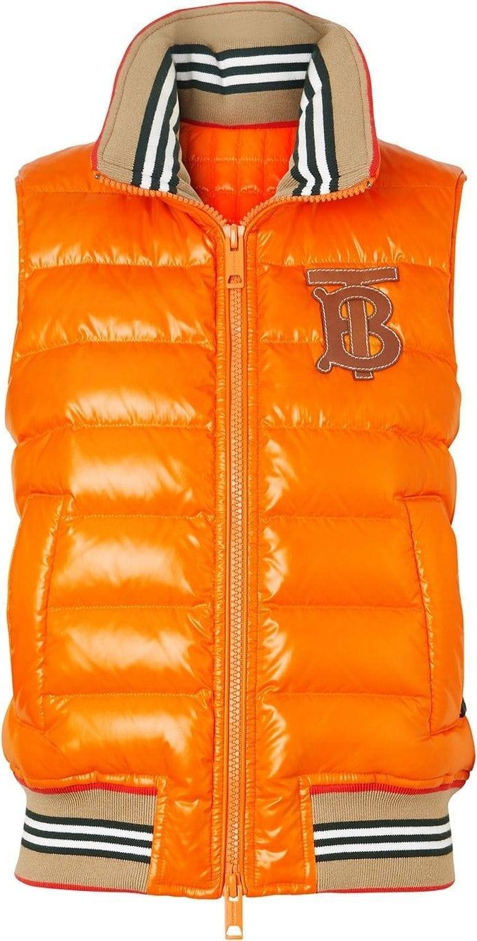 Burberry London England Icon Stripe Detail Down-filled Puffer Gilet