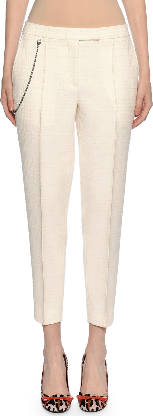 Bottega Veneta Pleated Ankle Pants with Pocket Chain