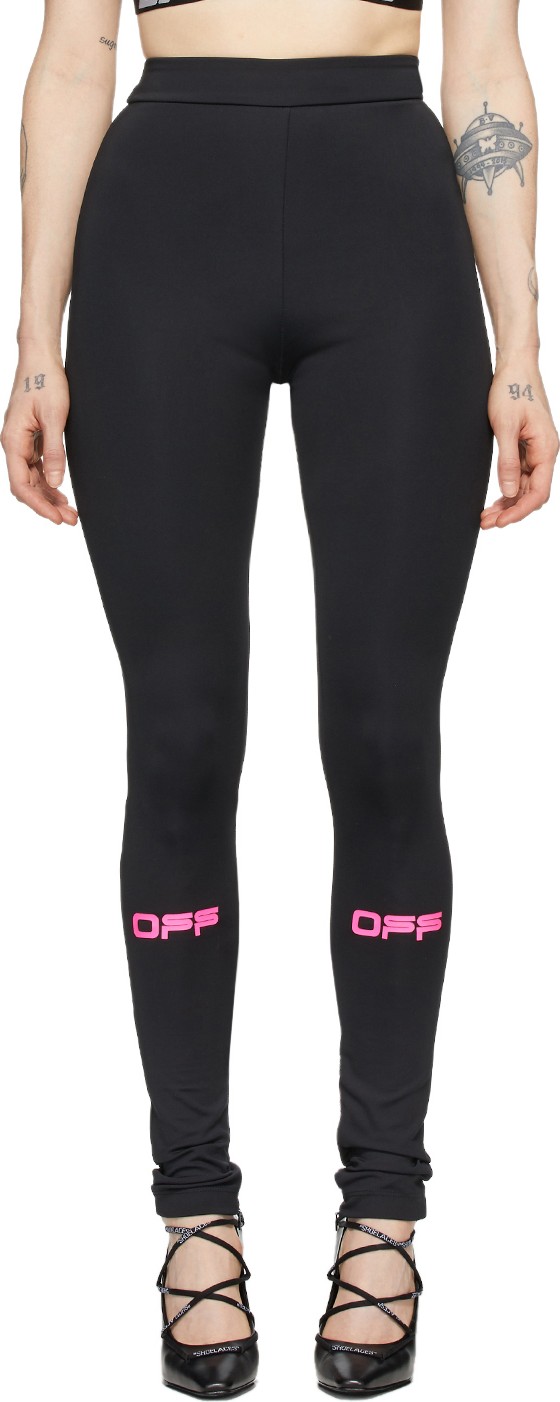 Off White Black & Pink 'Off' Active Leggings