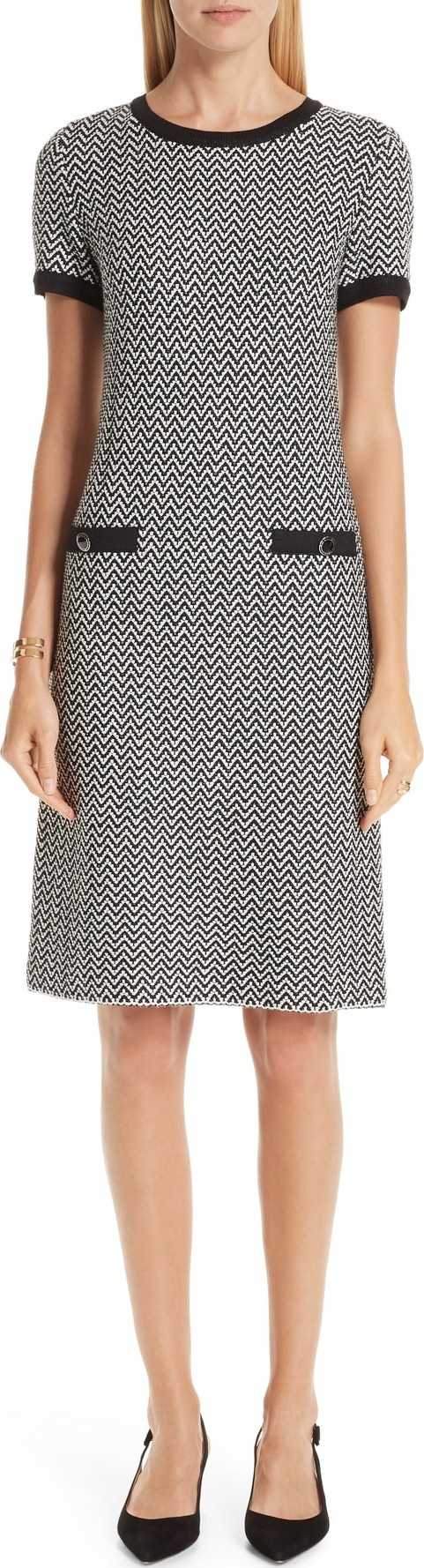 St. John Mod Herringbone Knit Dress