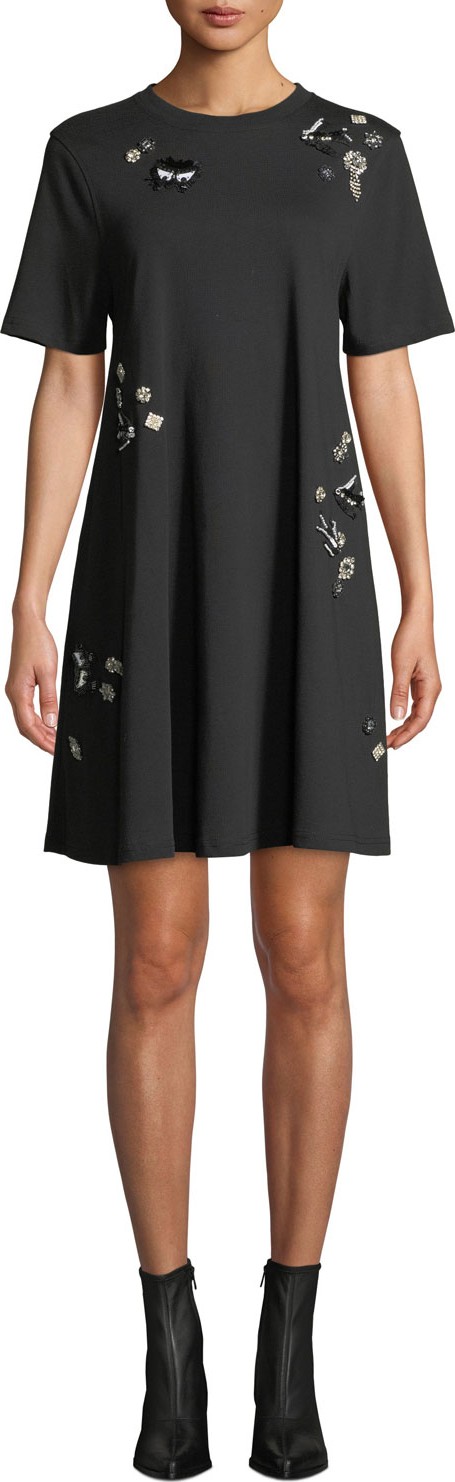 McQ - Alexander McQueen Embellished Crewneck Babydoll Dress