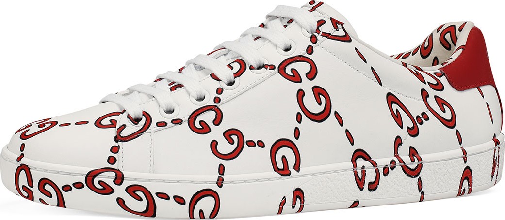 Gucci New Ace GG Printed Leather Trainer