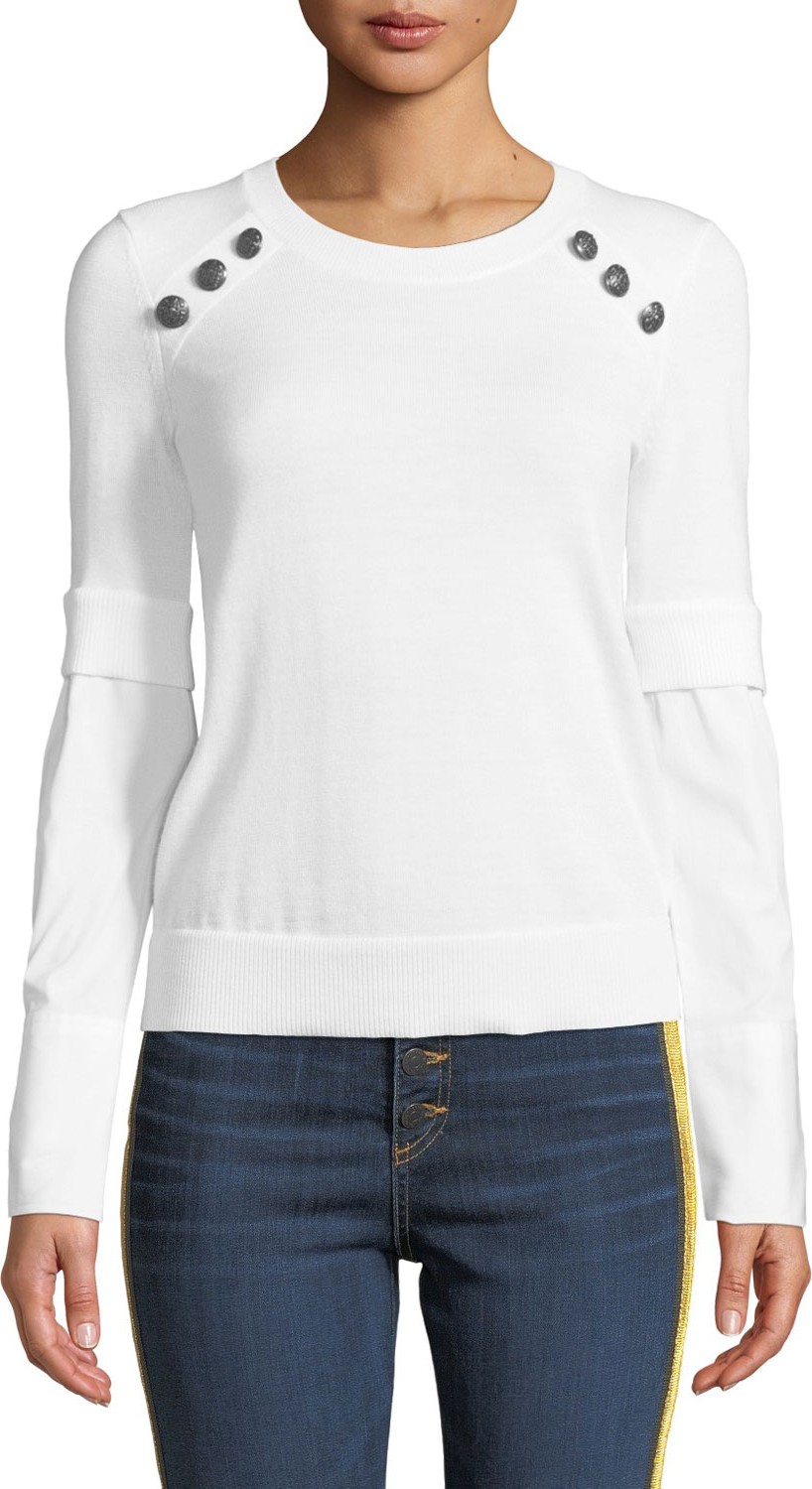 Veronica Beard Roscoe Twofer Sweater with Button Detail