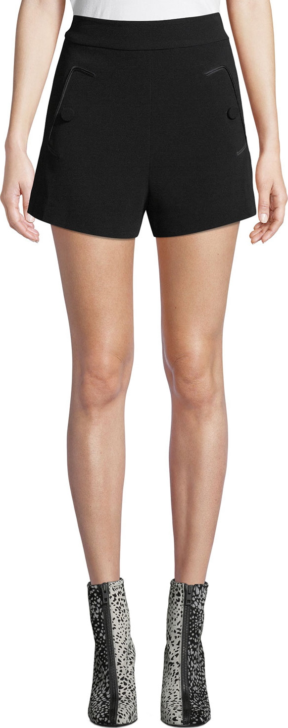 Derek Lam 10 Crosby Flared Crepe Button-Pocket Shorts