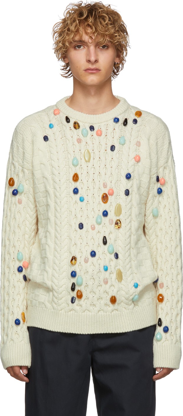 LOEWE Off-White Stone Cable Sweater