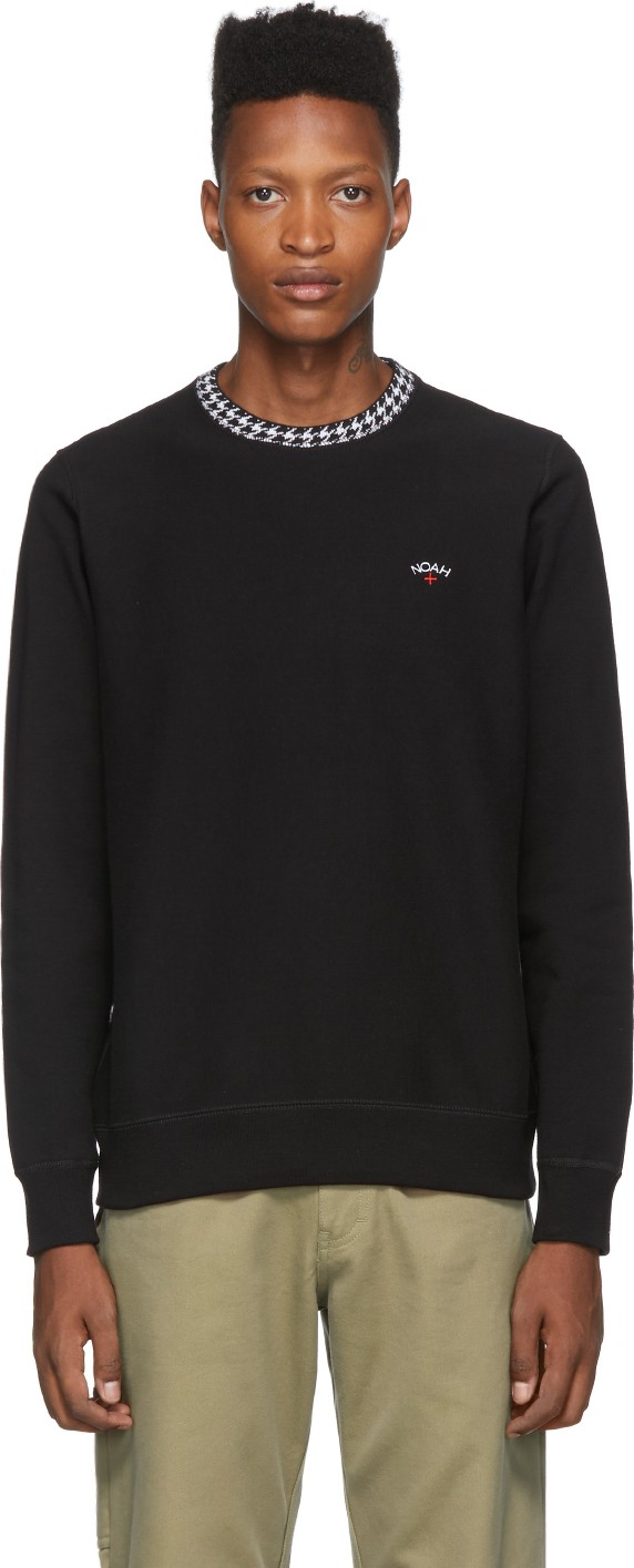Noah NYC Black Houndstooth Collar Sweatshirt
