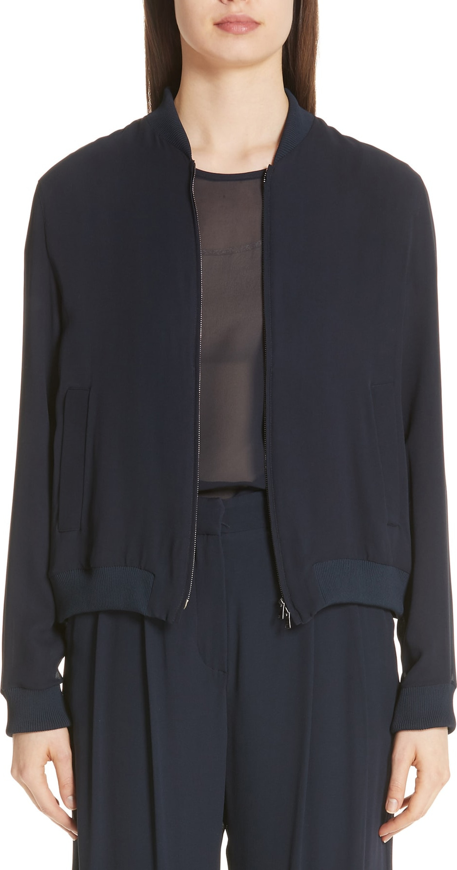 Max Mara Nervi Silk Georgette Bomber Jacket