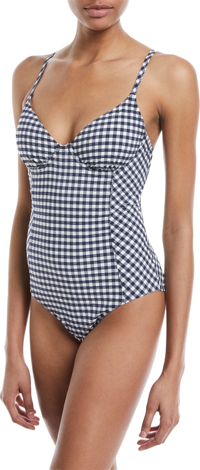 Tory Burch Gingham-Print Full-Seat One-Piece Swimsuit