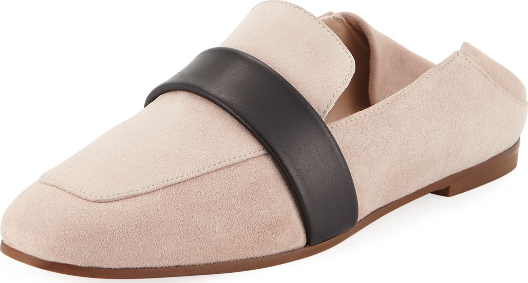 Stuart Weitzman Wylie Flat Suede Fold-Down Loafers