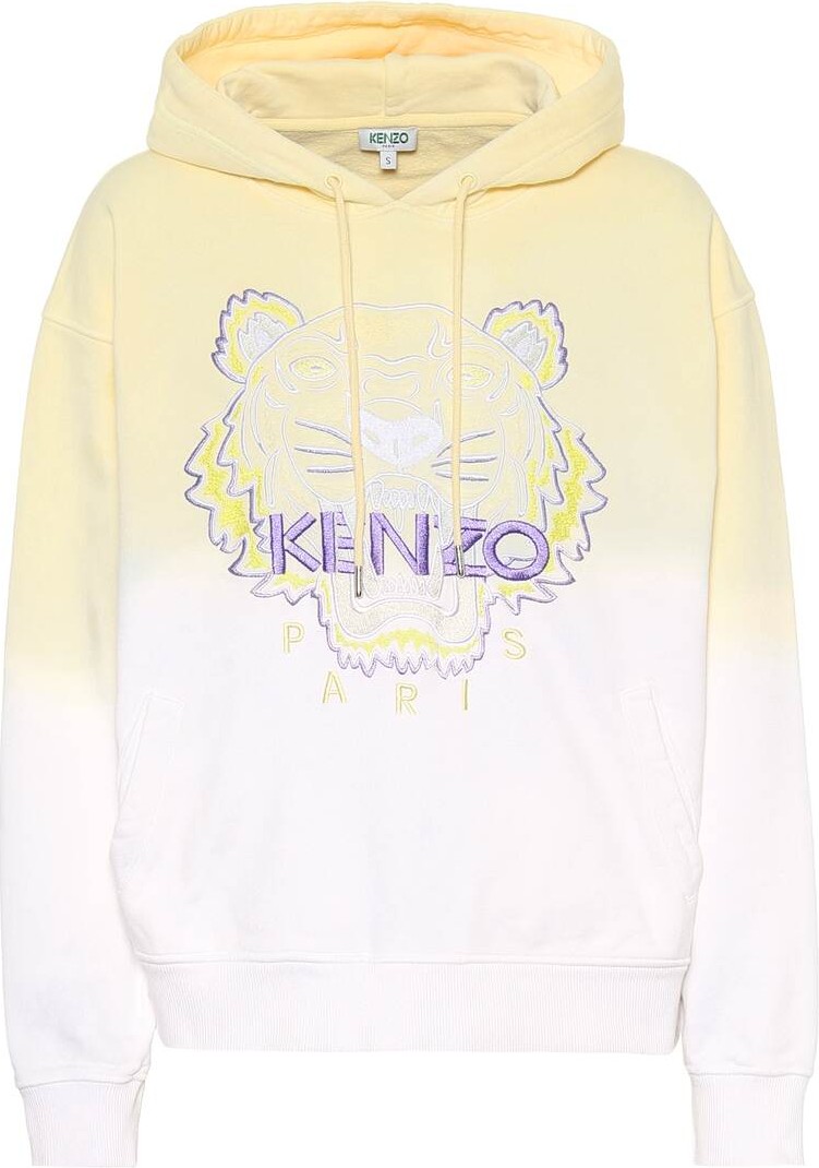 KENZO Tiger logo embroidered cotton hoodie