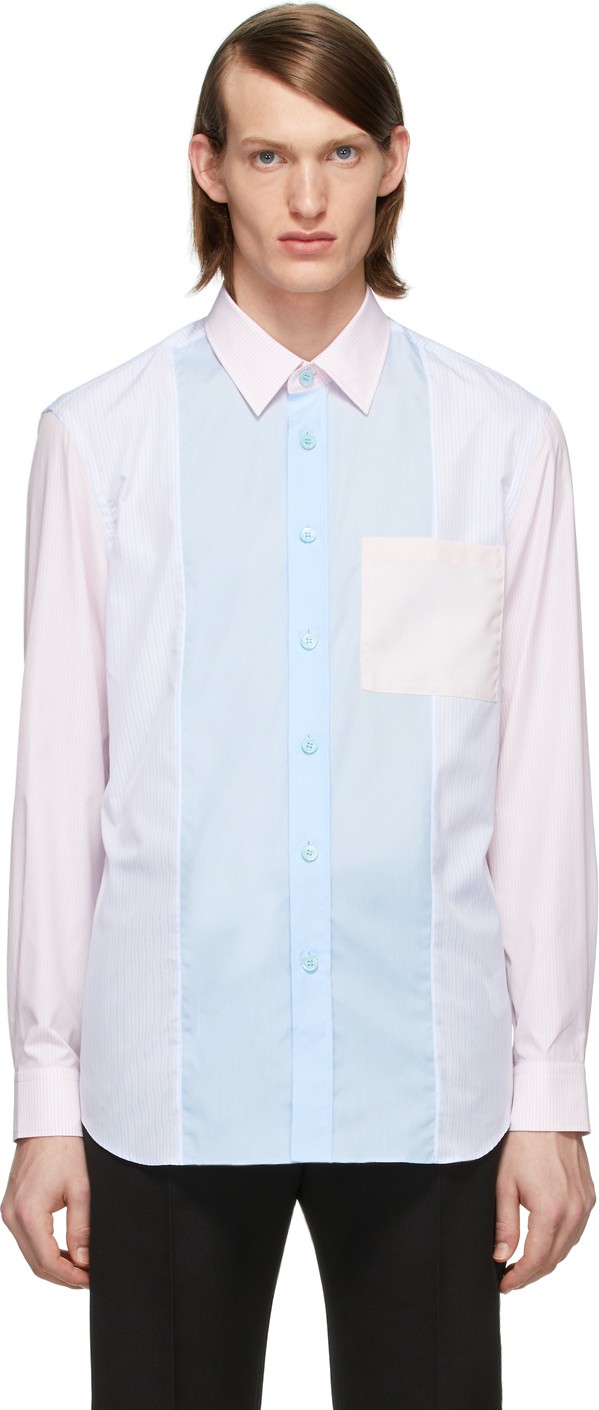 Burberry London England Pink & Blue Striped Chesterfield Shirt