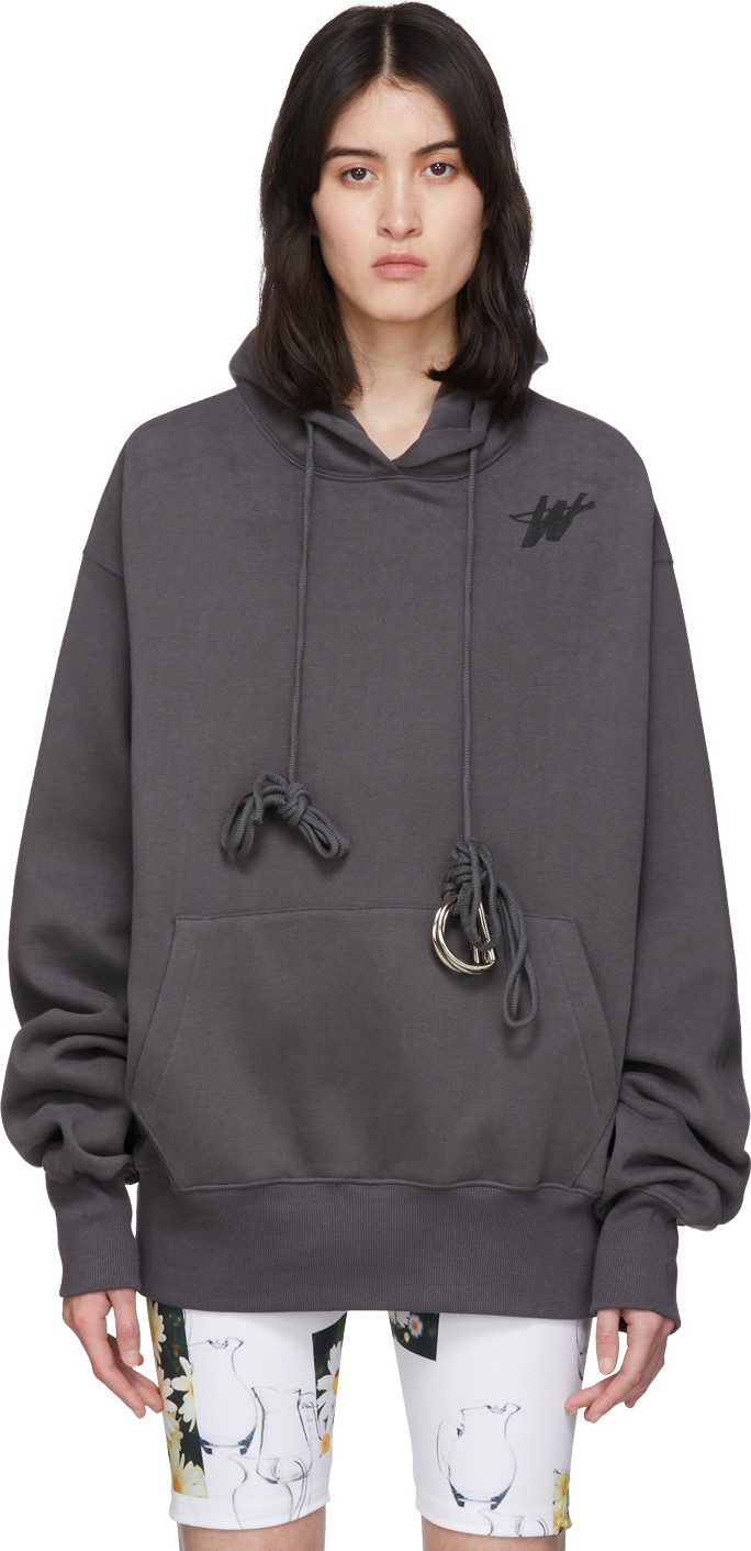 We11done Grey WD Logo Hoodie