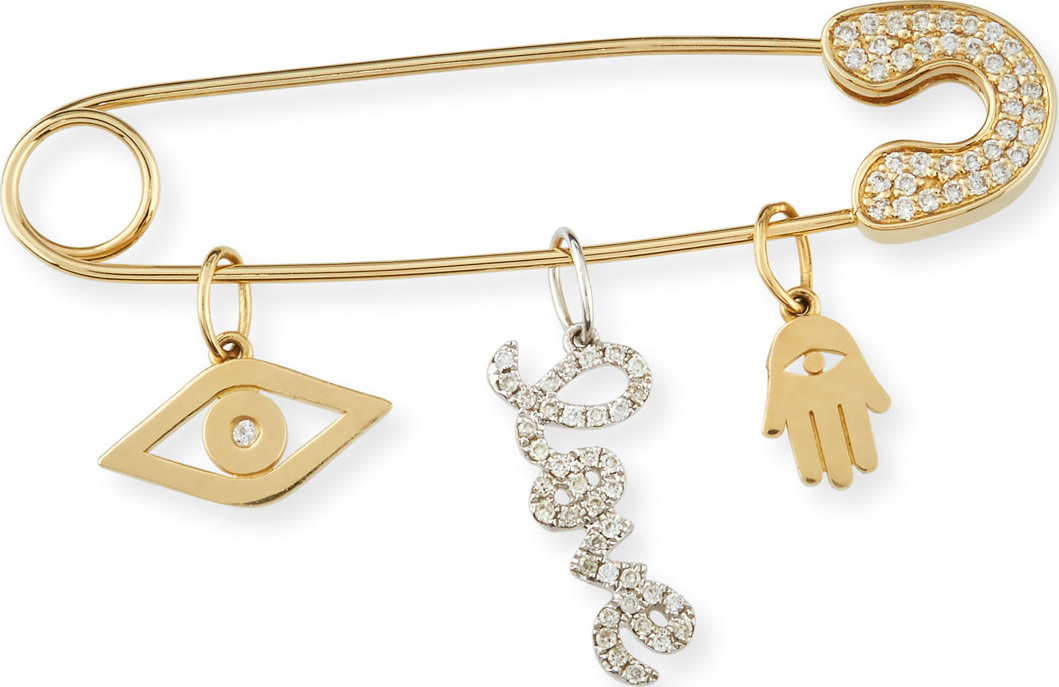 Sydney Evan 14k Gold Safety Pin Charm Catcher