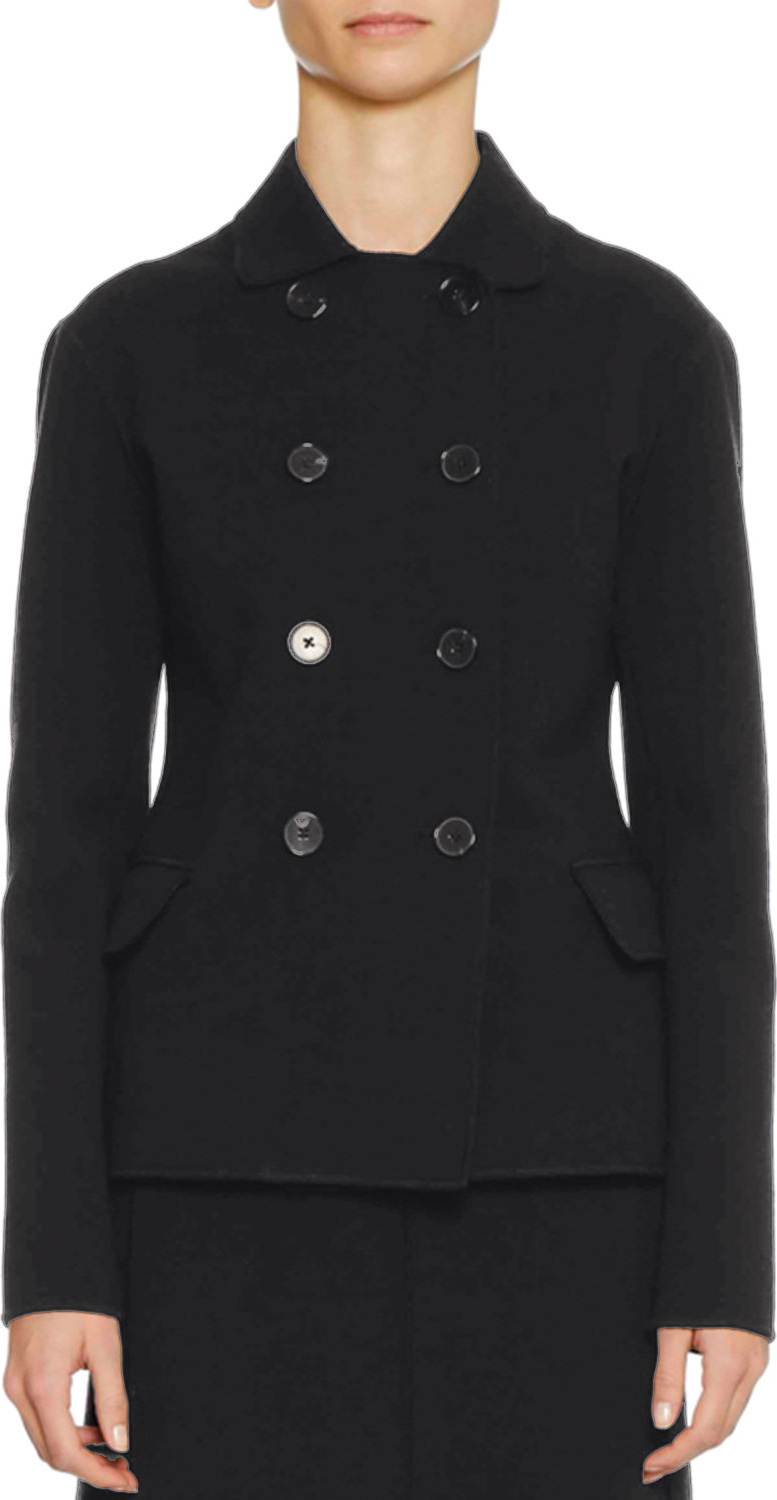 Jil Sander Double-Breasted Fitted Short Wool-Blend Pea Coat