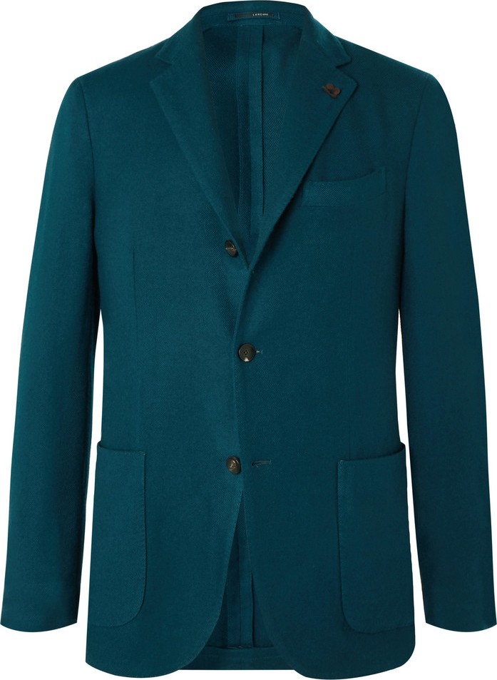 Lardini Teal Brushed Cashmere and Wool-Blend Twill Blazer
