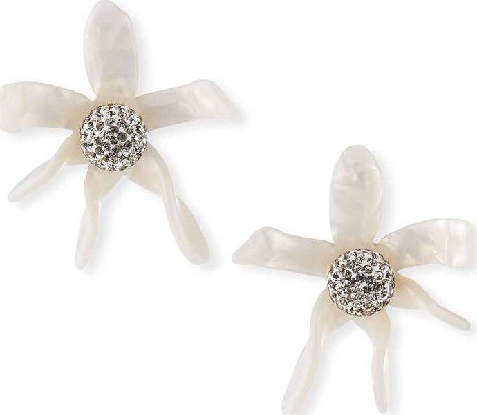 Lele Sadoughi Water Lily Button Earrings  White