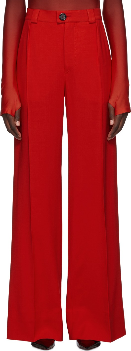 Kwaidan Editions Red Fluid Wool Wide-Leg Trousers