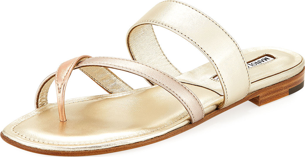 Manolo Blahnik Susa Flat Leather Sandal