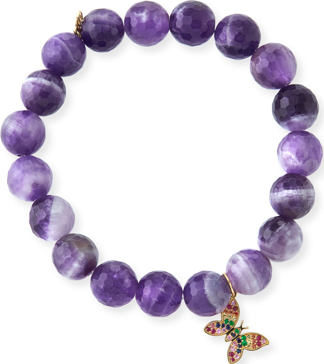 Sydney Evan Amethyst Bracelet w/ 14k Rainbow Anniversary Butterfly Charm