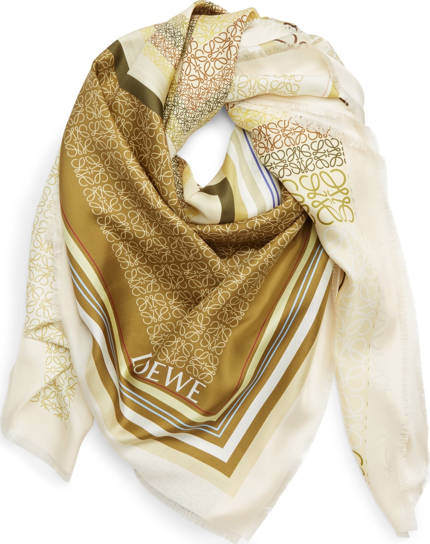 LOEWE Patchwork Print Silk Square Scarf