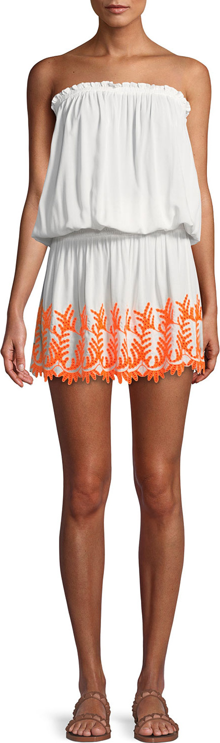 Ramy Brook Marnie Embroidered Strapless Mini Dress