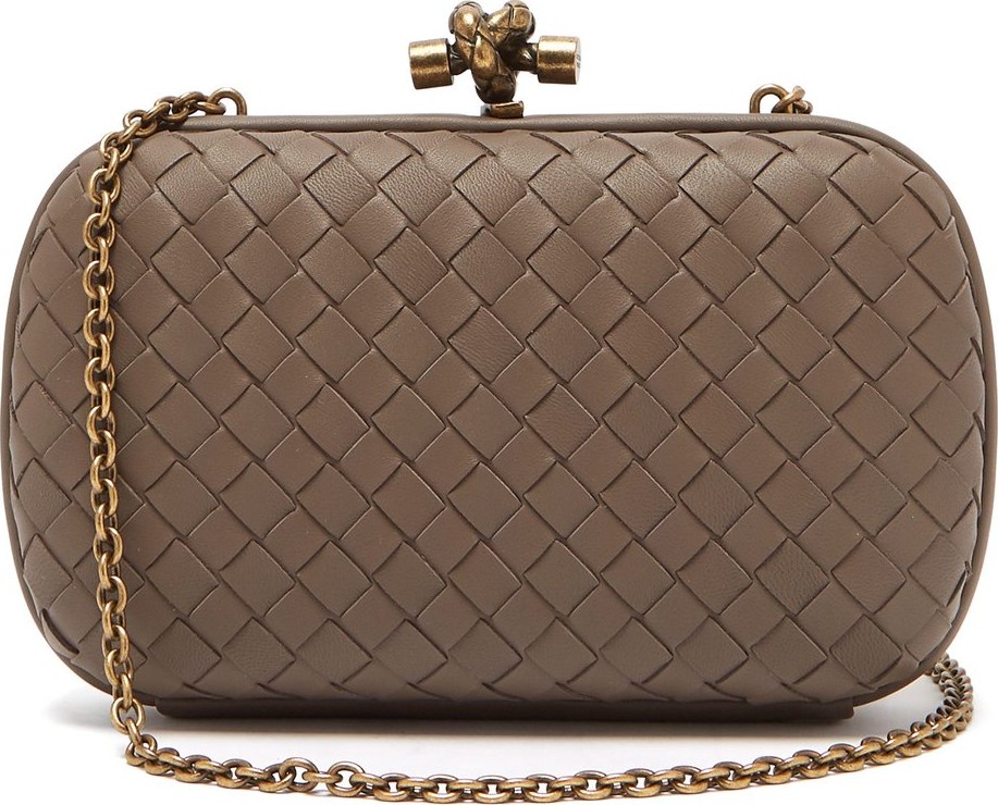 Bottega Veneta Knot Intrecciato-leather clutch