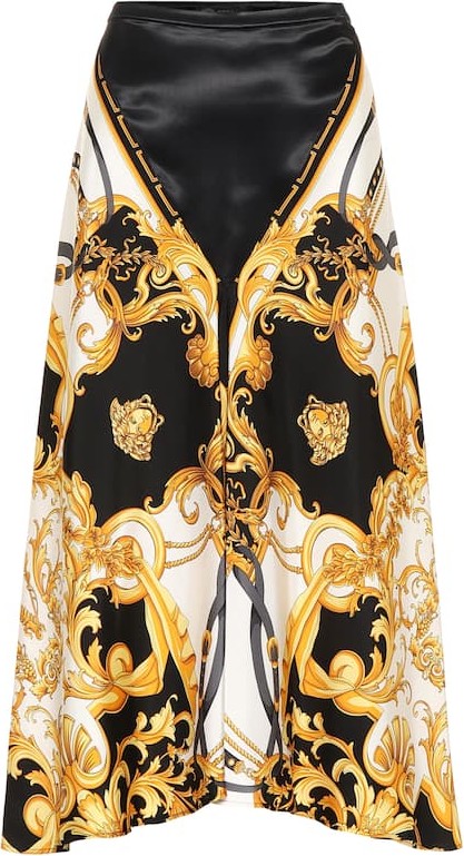 Versace Printed silk midi skirt