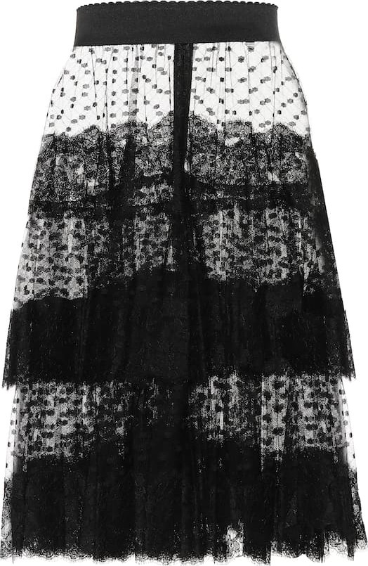 Dolce & Gabbana Lace-trimmed tulle skirt