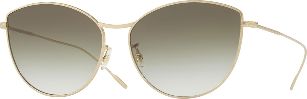 Oliver Peoples Rayette Vintage-Inspired Metal Cat-Eye Sunglasses, Gold