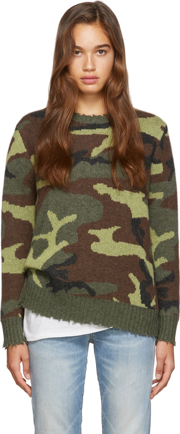 R13 Green Camo Cashmere Sweater