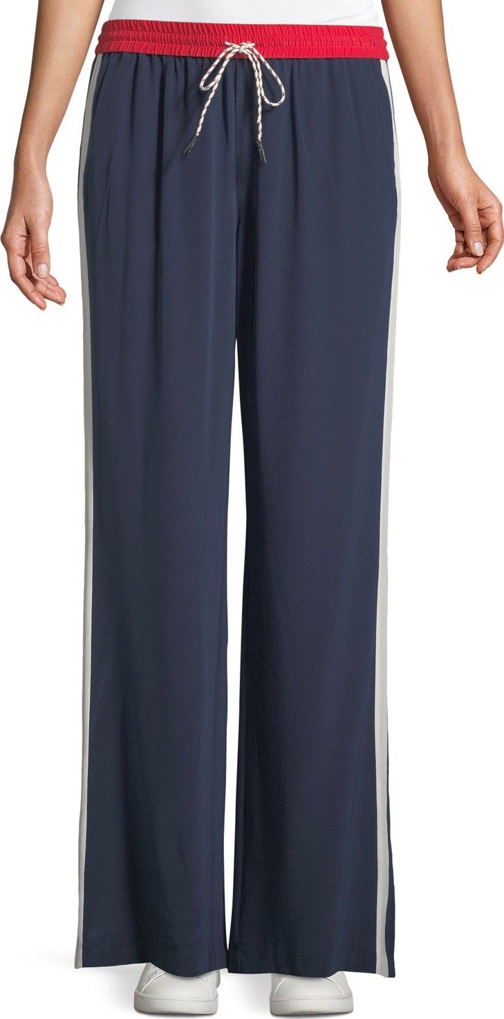 Joie Perlyn Side-Stripe Silk Track Pants