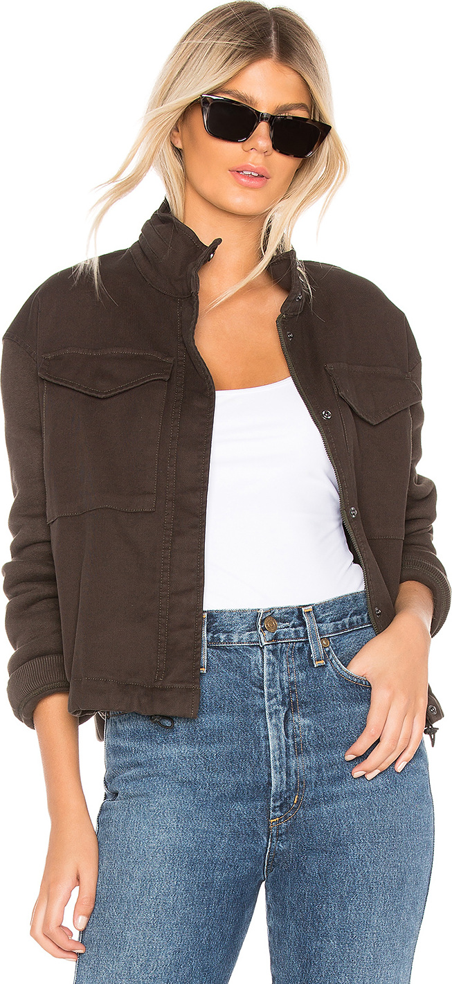 James Perse Crop Army Mixed Media Jacket