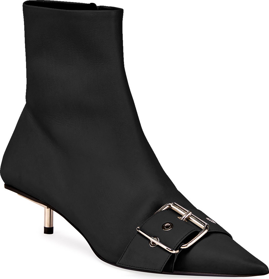Balenciaga Belted Low-Heel Leather Booties