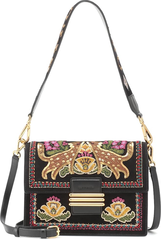 Etro Embellished leather shoulder bag