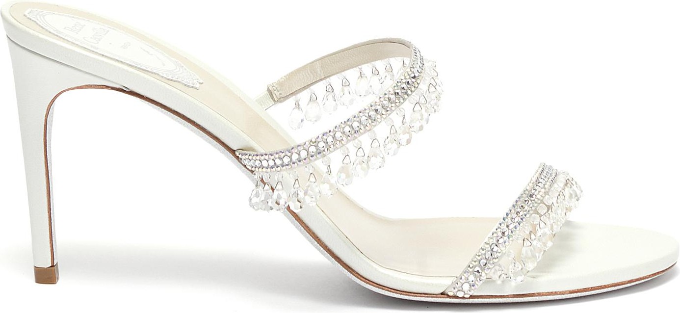 Rene Caovilla Double strap chandelier strass embellished satin heel sandals