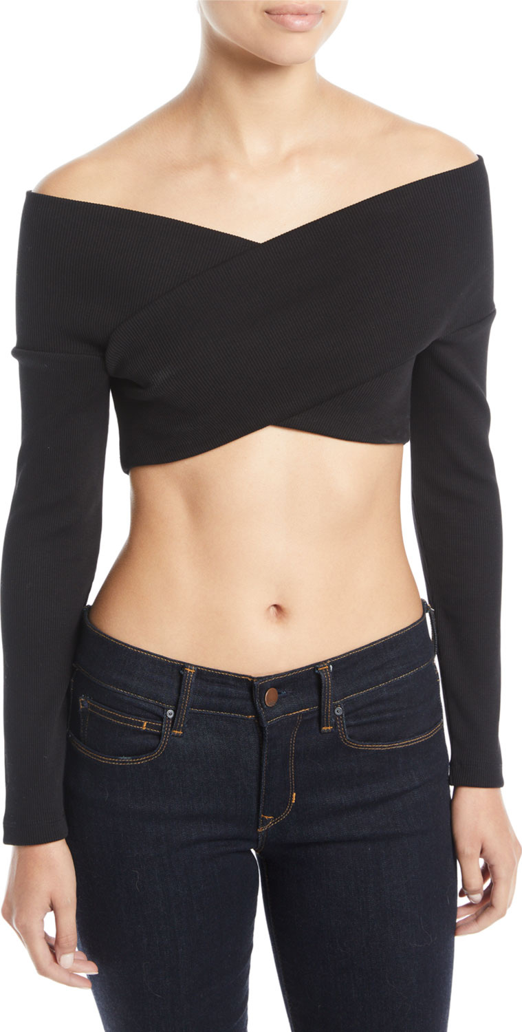 Opening Ceremony Off-Shoulder Long-Sleeve Crop Top