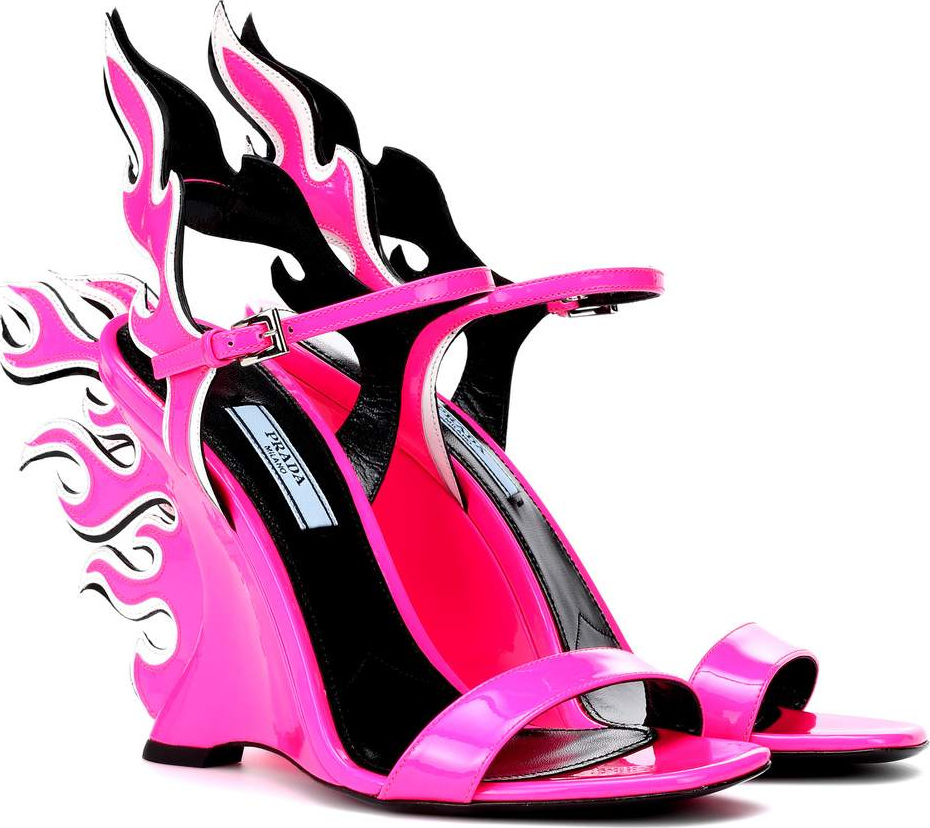 Prada 100 Flame wedge sandals