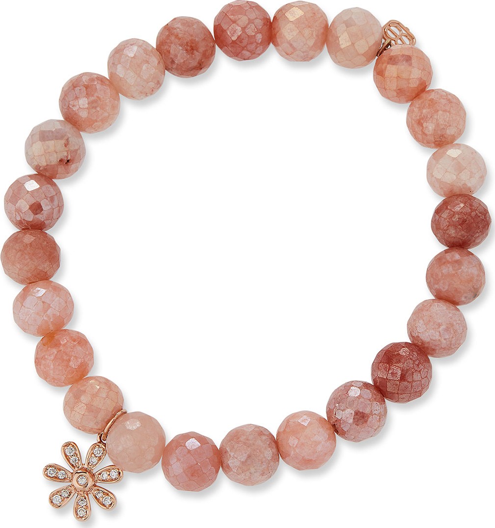 Sydney Evan 14k Diamond Daisy & Moonstone Bracelet