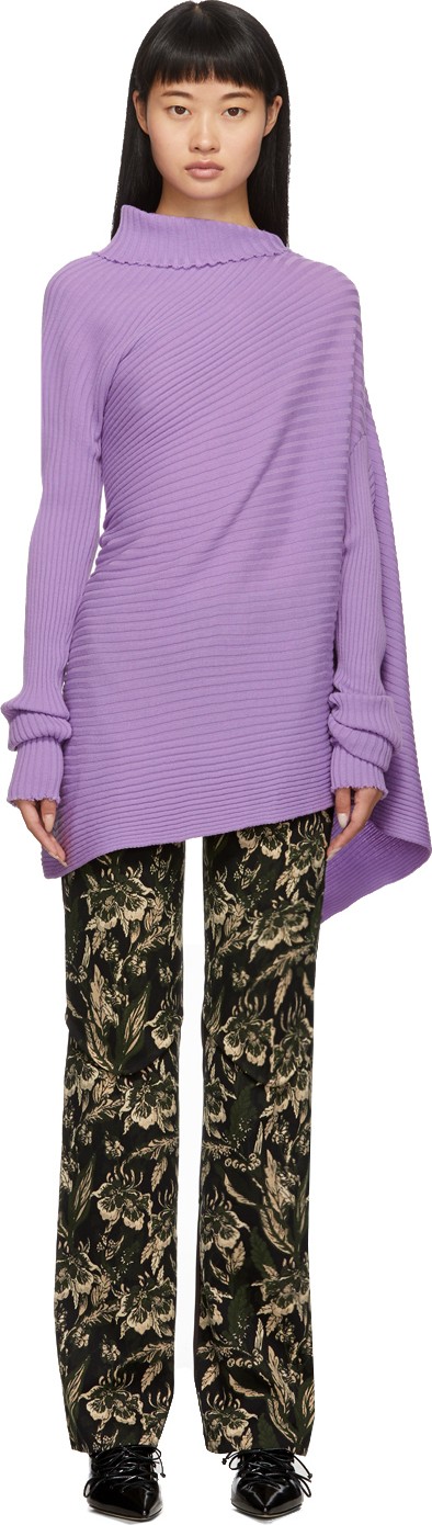 Marques'Almeida Purple Draped Turtleneck